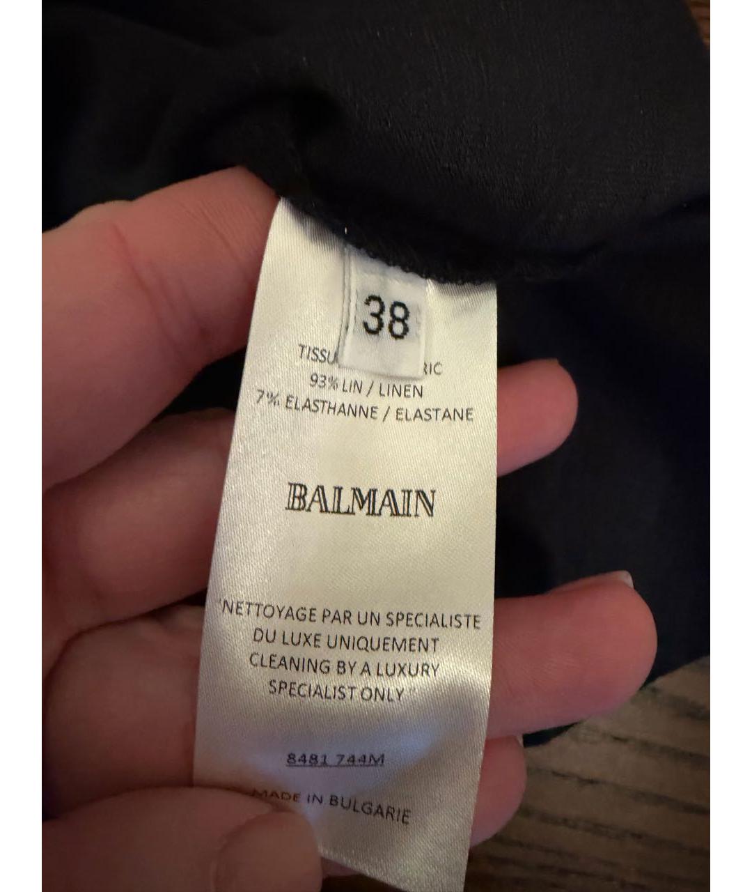 BALMAIN Серая льняная футболка, фото 2
