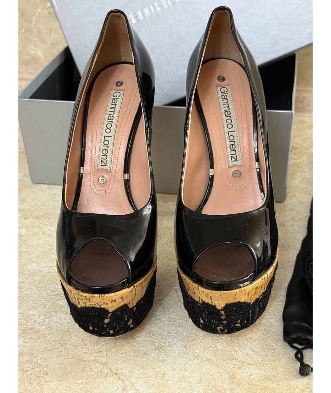 GIAN MARCO LORENZI Черные босоножки из лакированной кожи, фото 2