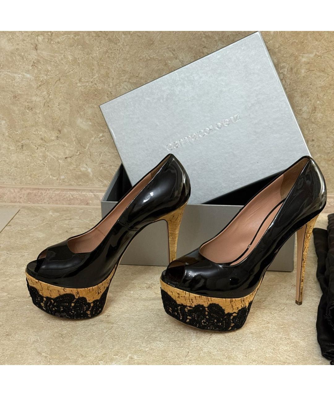 GIAN MARCO LORENZI Черные босоножки из лакированной кожи, фото 4