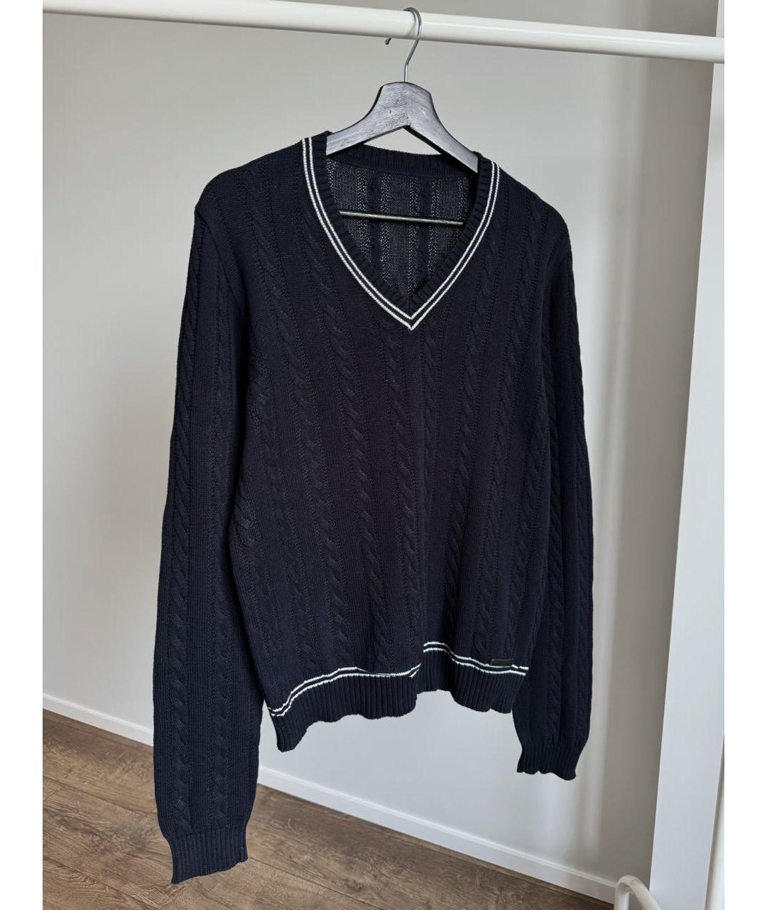 PRADA Темно-синий хлопковый джемпер / свитер, фото 6