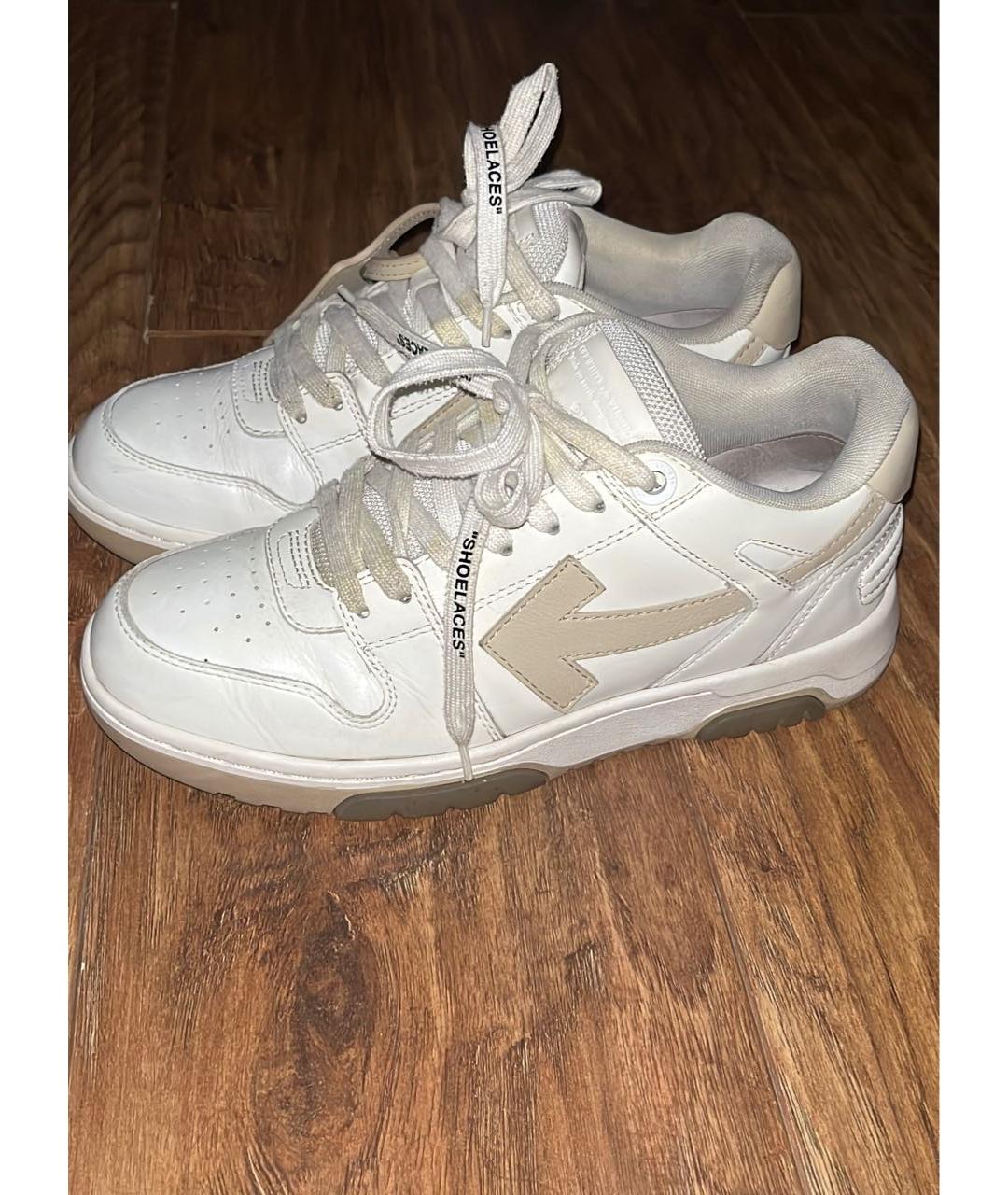 OFF-WHITE Бежевые кожаные кроссовки, фото 2