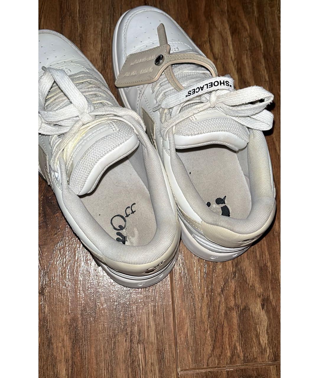 OFF-WHITE Бежевые кожаные кроссовки, фото 5