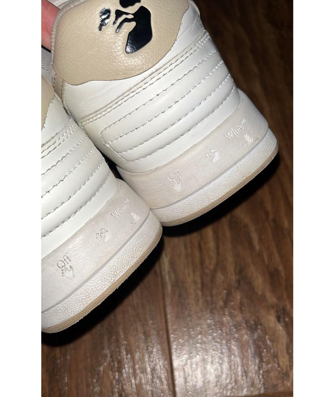 OFF-WHITE Бежевые кожаные кроссовки, фото 4