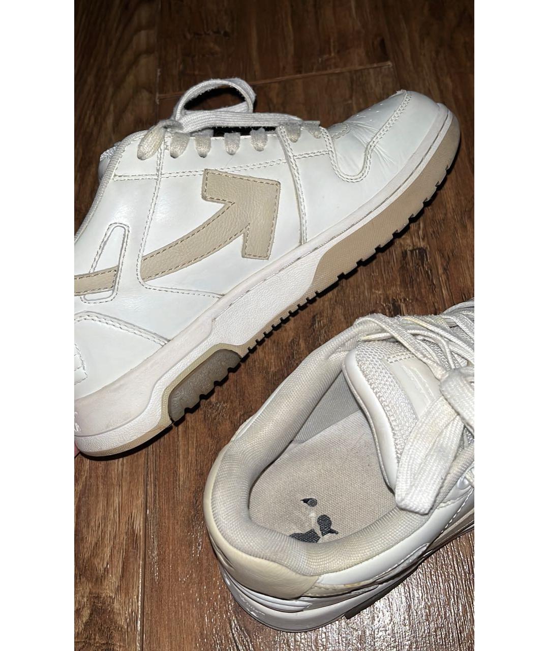 OFF-WHITE Бежевые кожаные кроссовки, фото 6