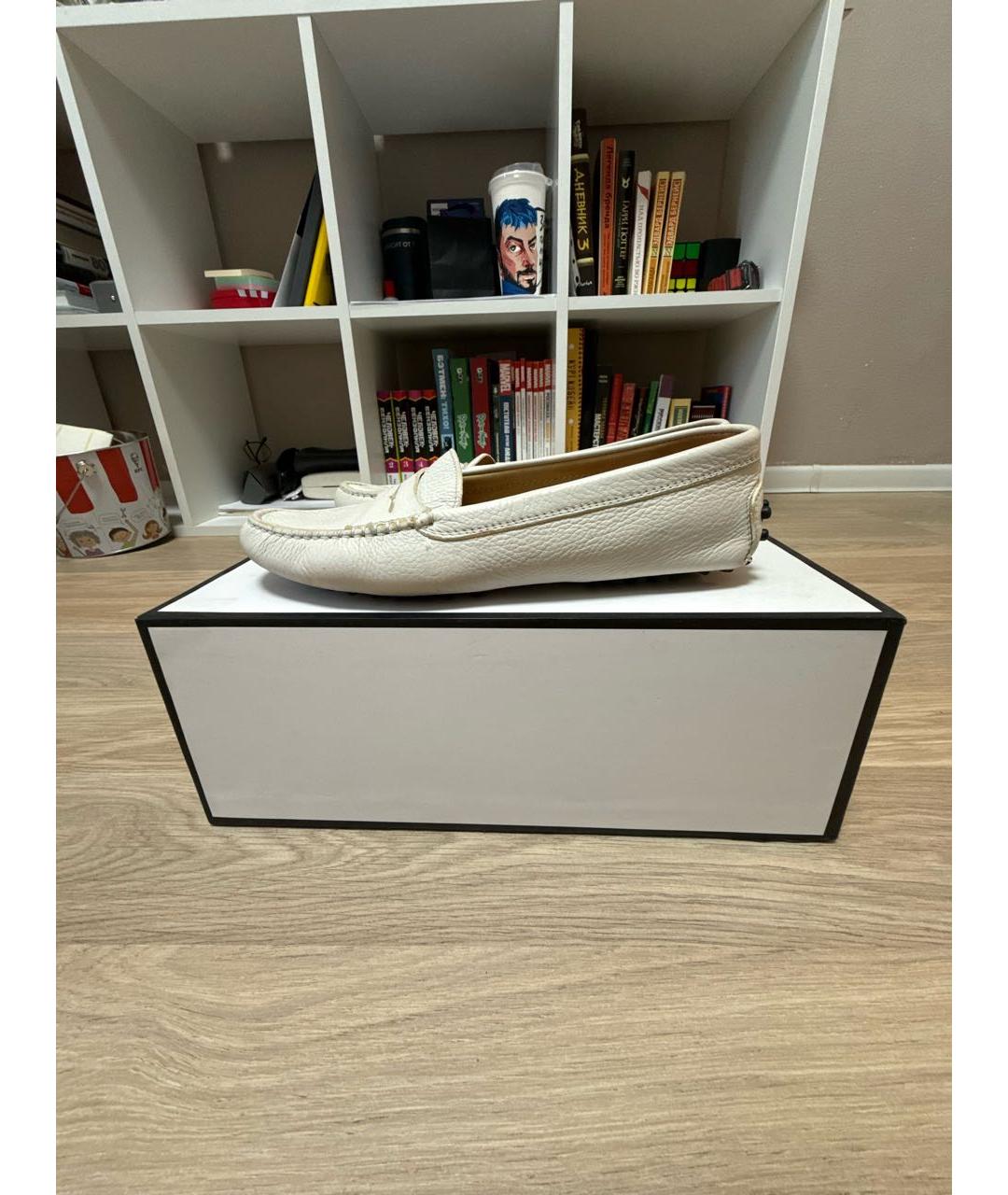 TOD'S Белые кожаные мокасины, фото 5