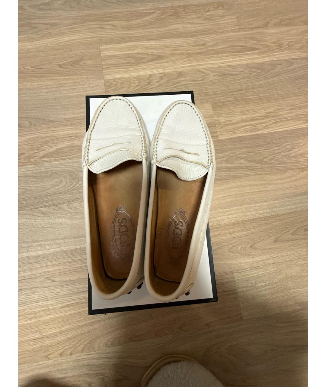 TOD'S Белые кожаные мокасины, фото 3