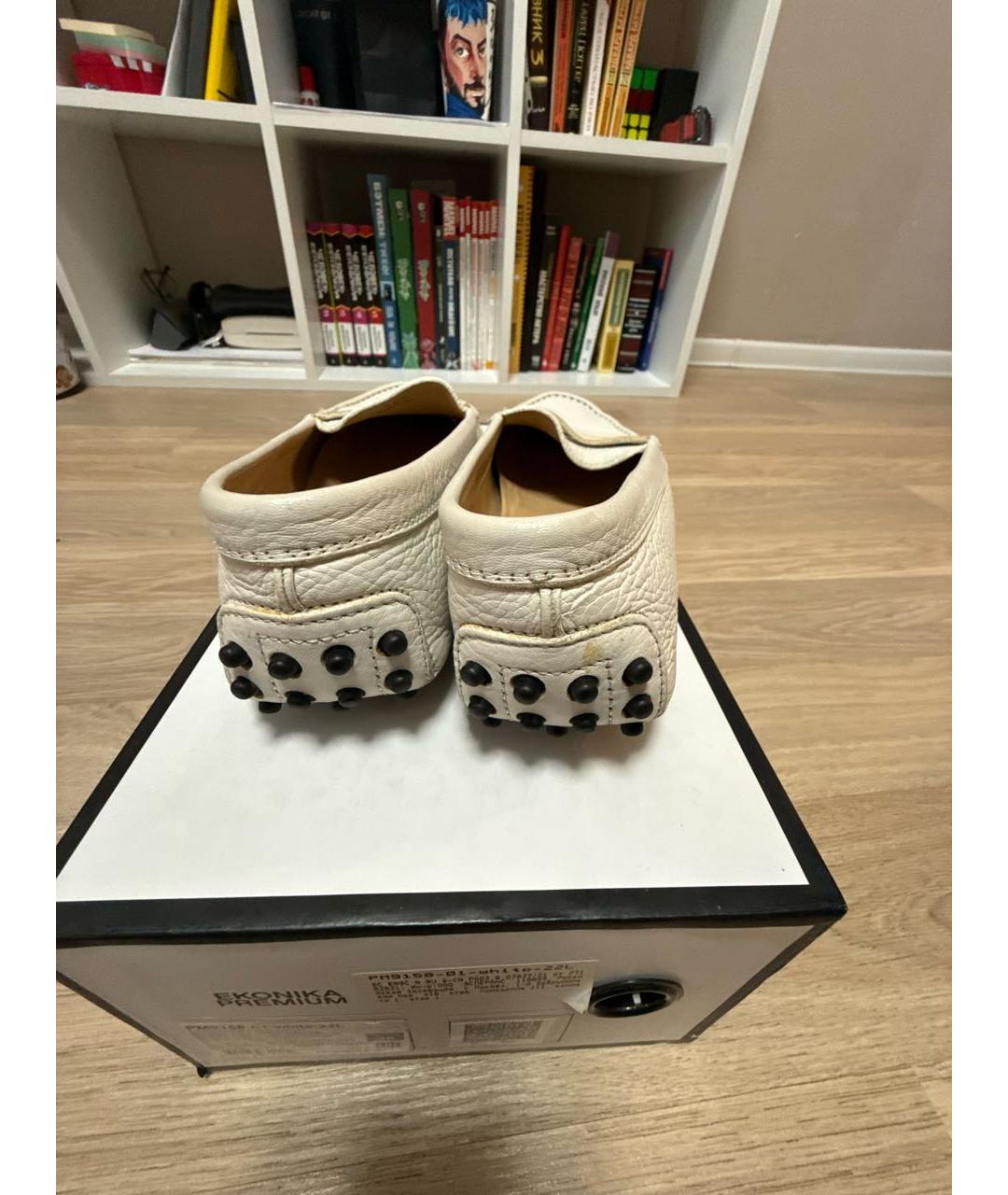 TOD'S Белые кожаные мокасины, фото 4