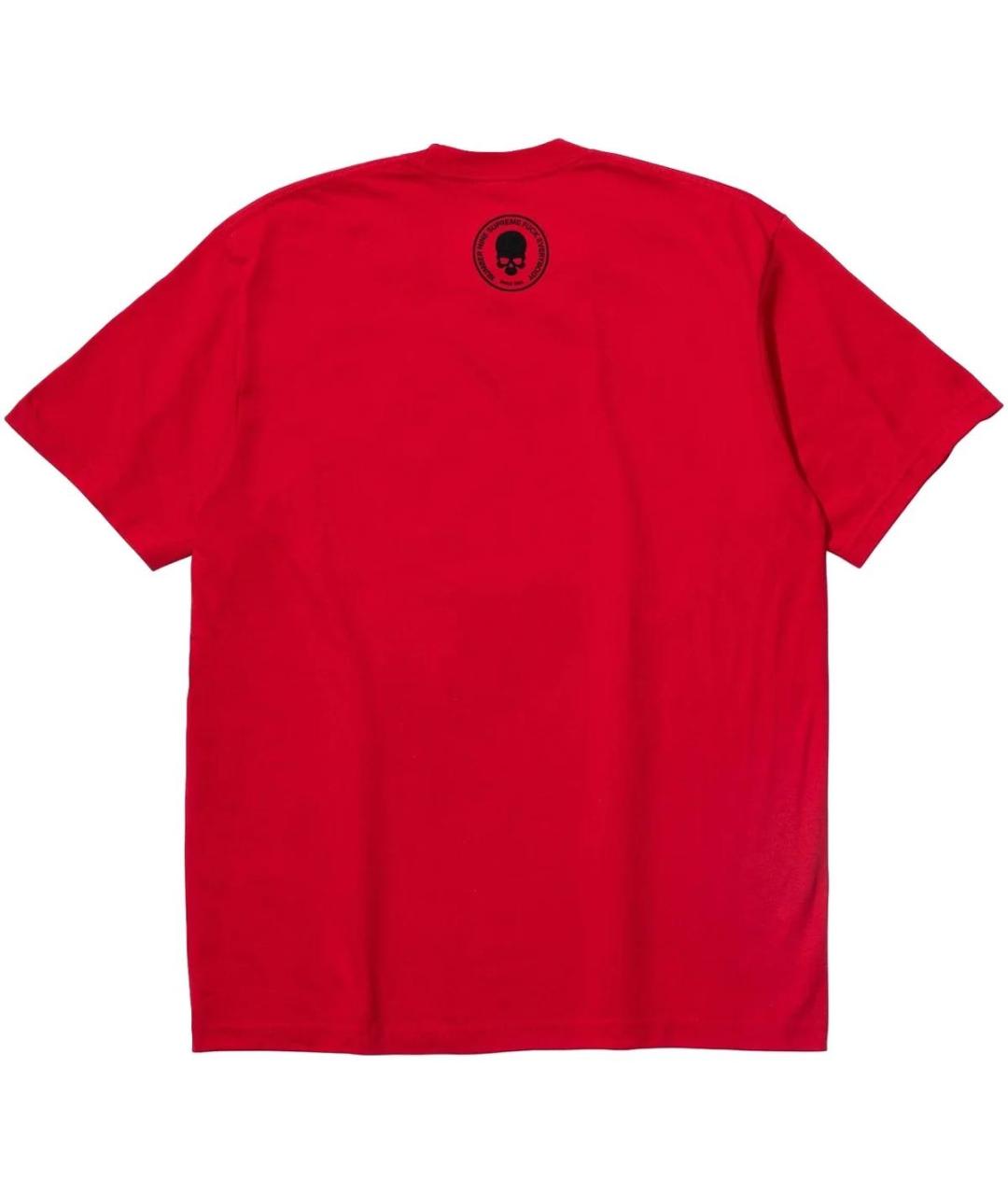 SUPREME Красная хлопковая футболка, фото 2