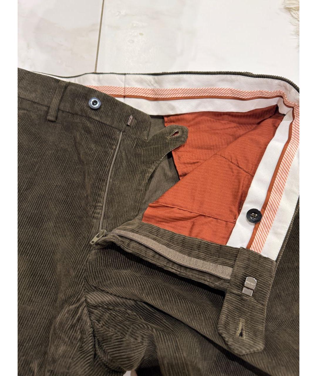 LORO PIANA Зеленые хлопковые повседневные брюки, фото 4