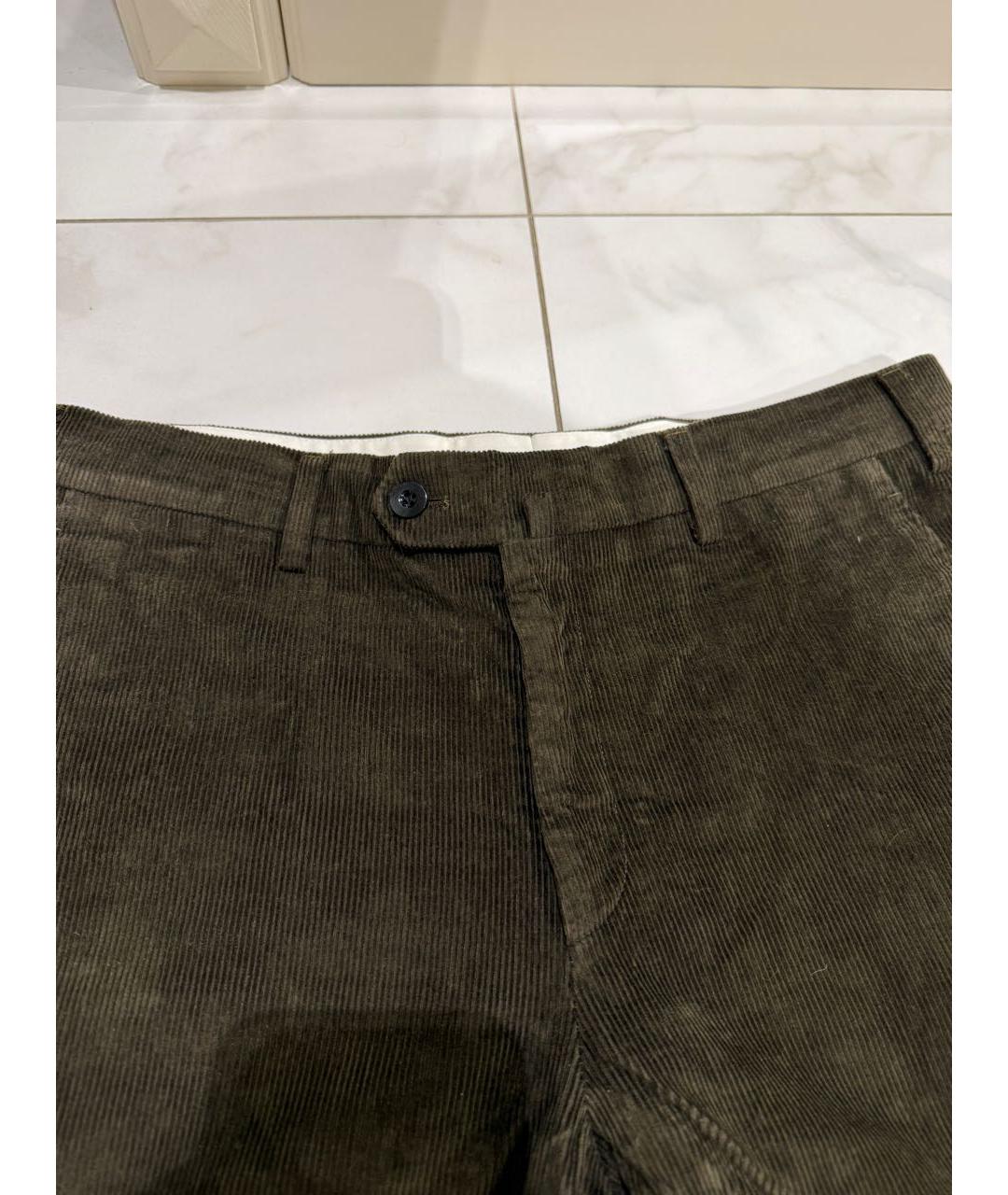 LORO PIANA Зеленые хлопковые повседневные брюки, фото 3