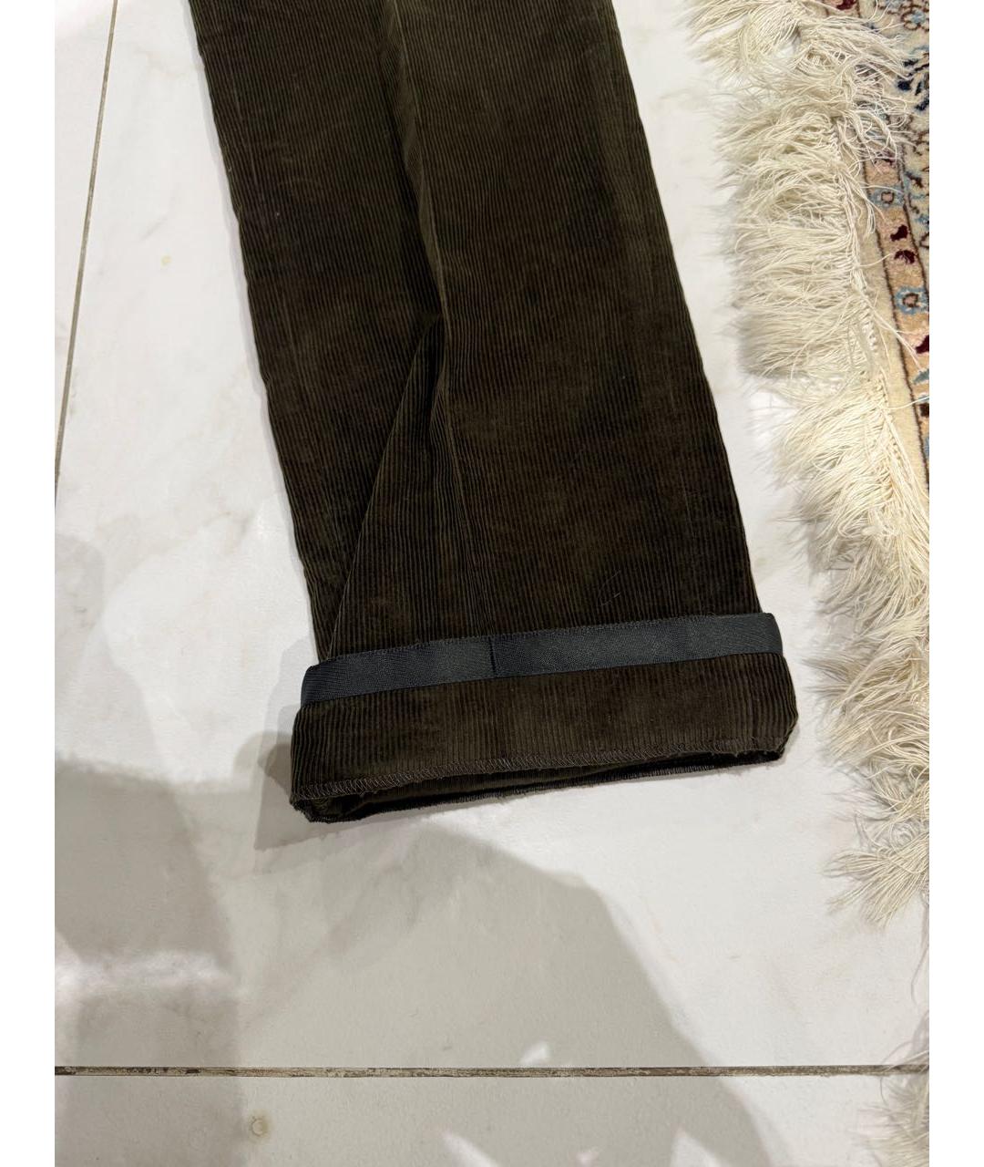 LORO PIANA Зеленые хлопковые повседневные брюки, фото 8