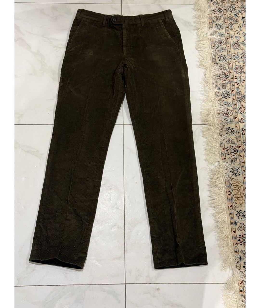 LORO PIANA Зеленые хлопковые повседневные брюки, фото 9