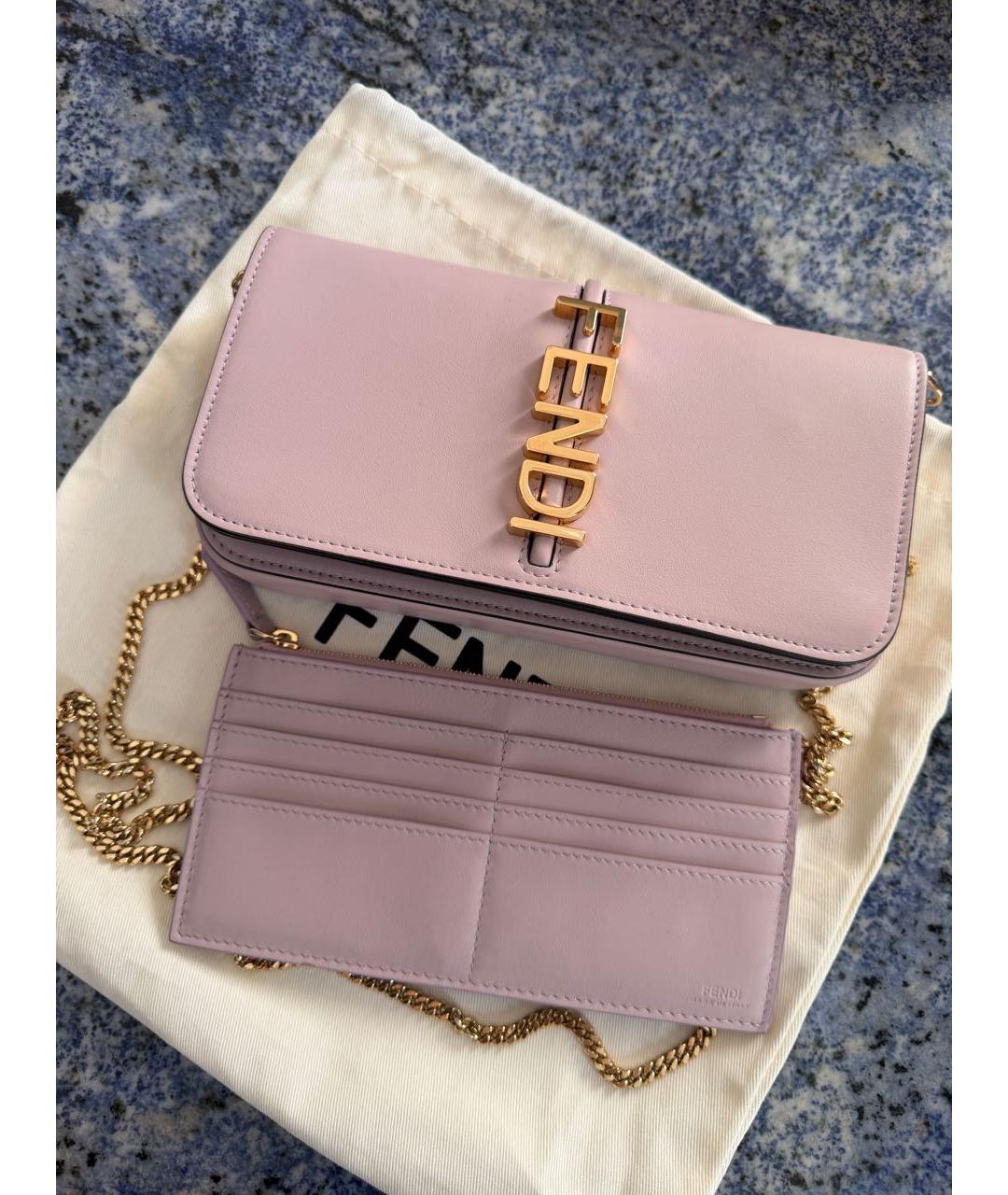 FENDI Коралловый кожаный кошелек, фото 3