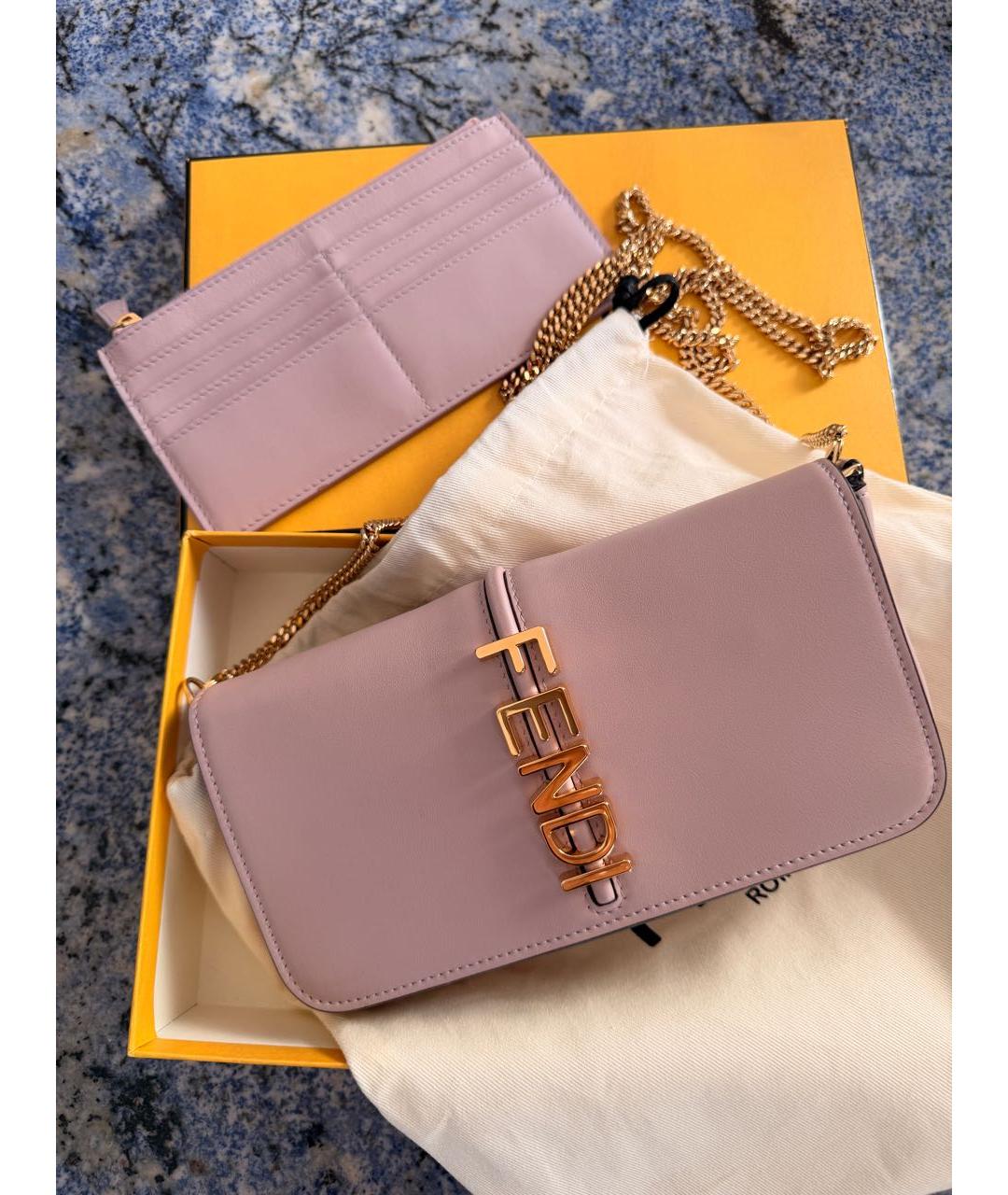 FENDI Коралловый кожаный кошелек, фото 2