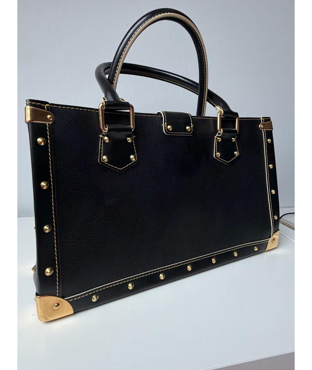 LOUIS VUITTON Черная кожаная сумка тоут, фото 2