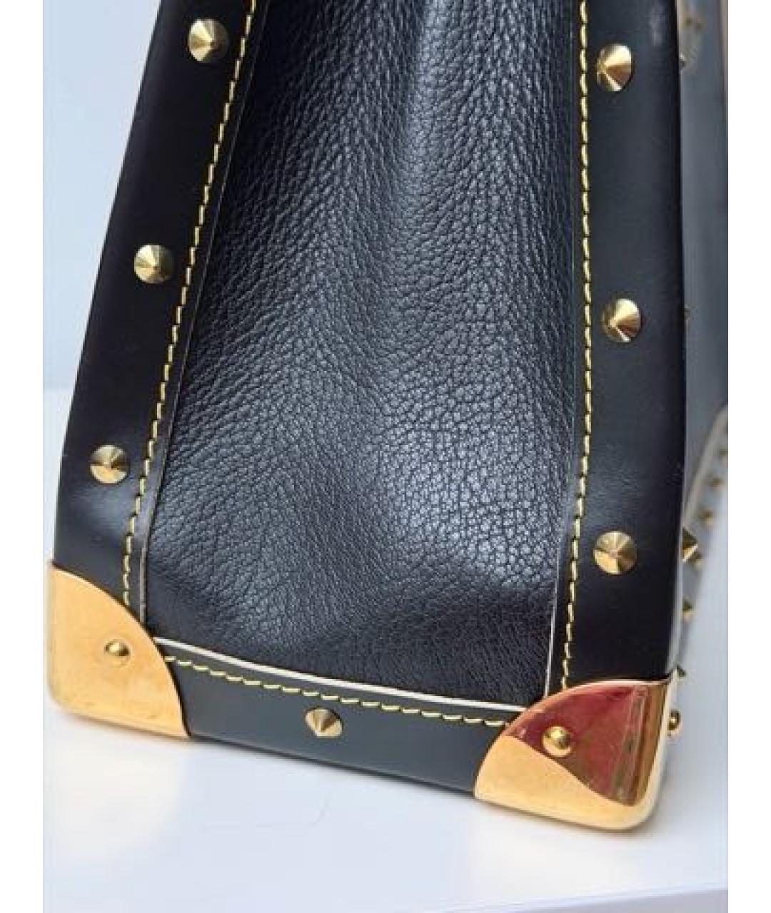 LOUIS VUITTON Черная кожаная сумка тоут, фото 6