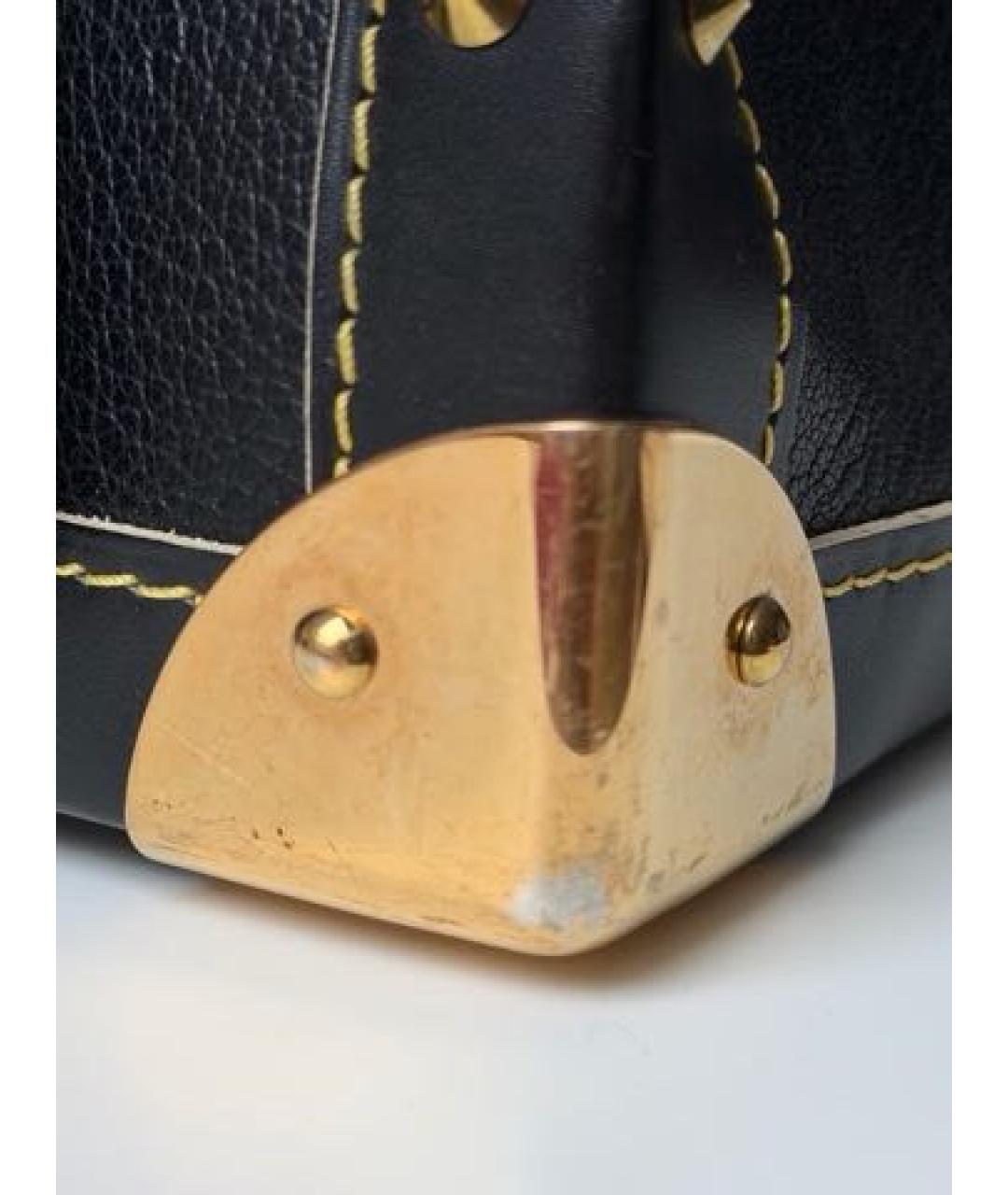 LOUIS VUITTON Черная кожаная сумка тоут, фото 5