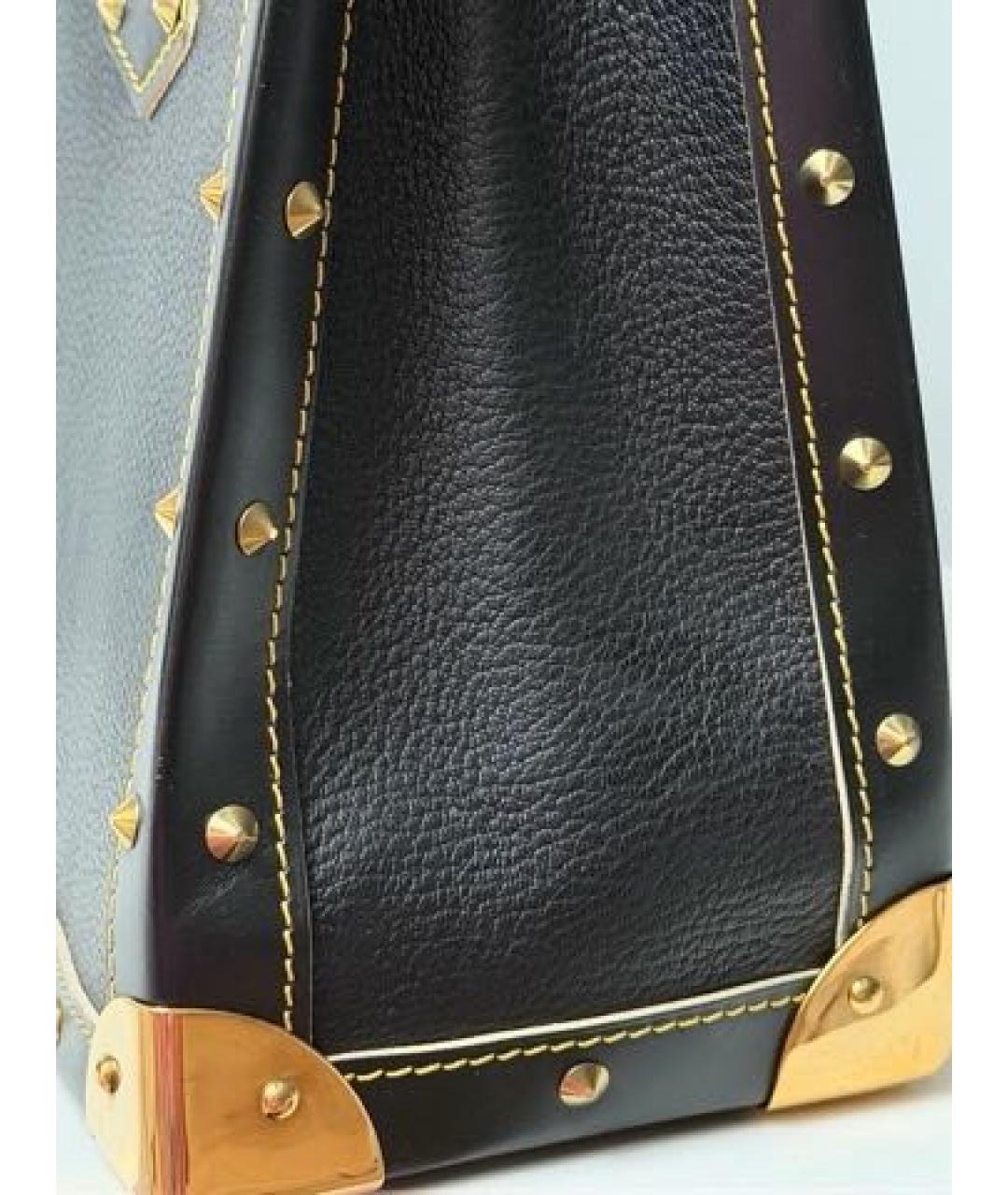 LOUIS VUITTON Черная кожаная сумка тоут, фото 7