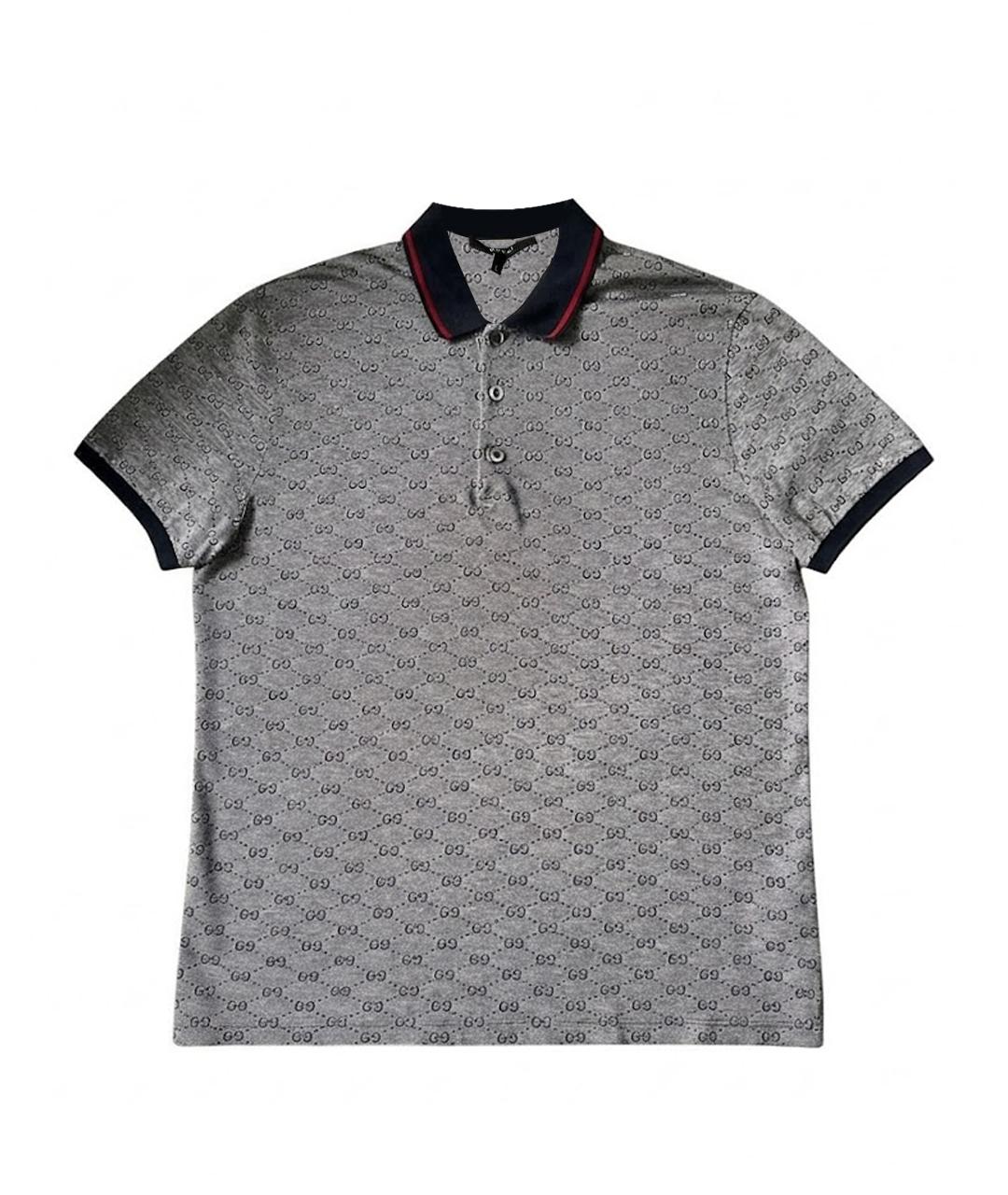 GUCCI Серое хлопковое поло с коротким рукавом, фото 1