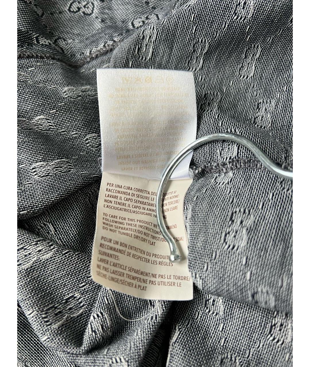 GUCCI Серое хлопковое поло с коротким рукавом, фото 4