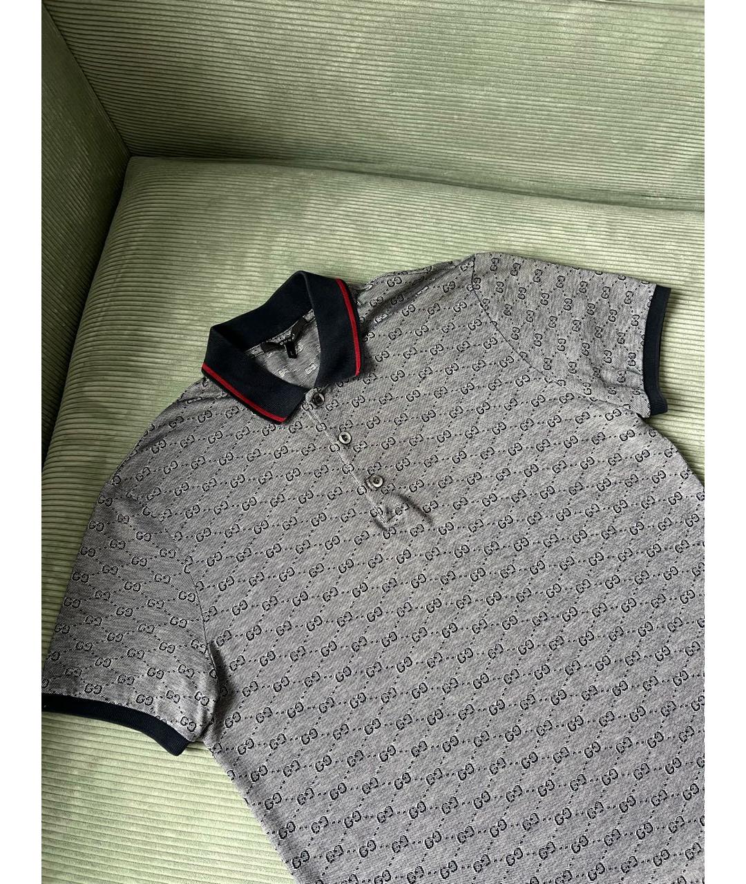 GUCCI Серое хлопковое поло с коротким рукавом, фото 2