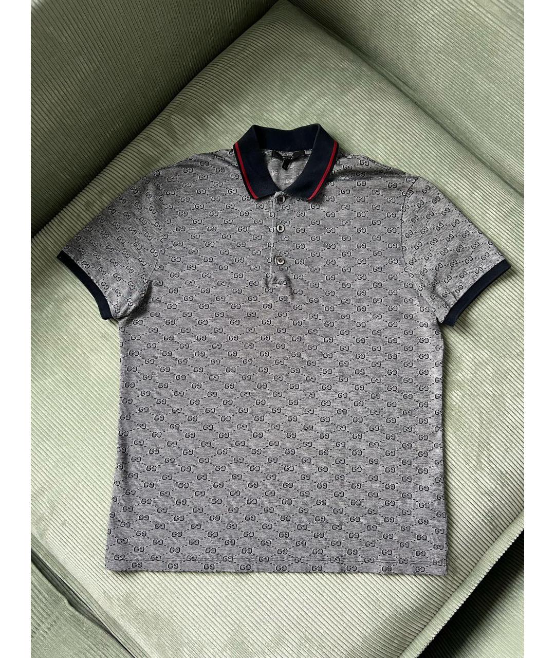 GUCCI Серое хлопковое поло с коротким рукавом, фото 6