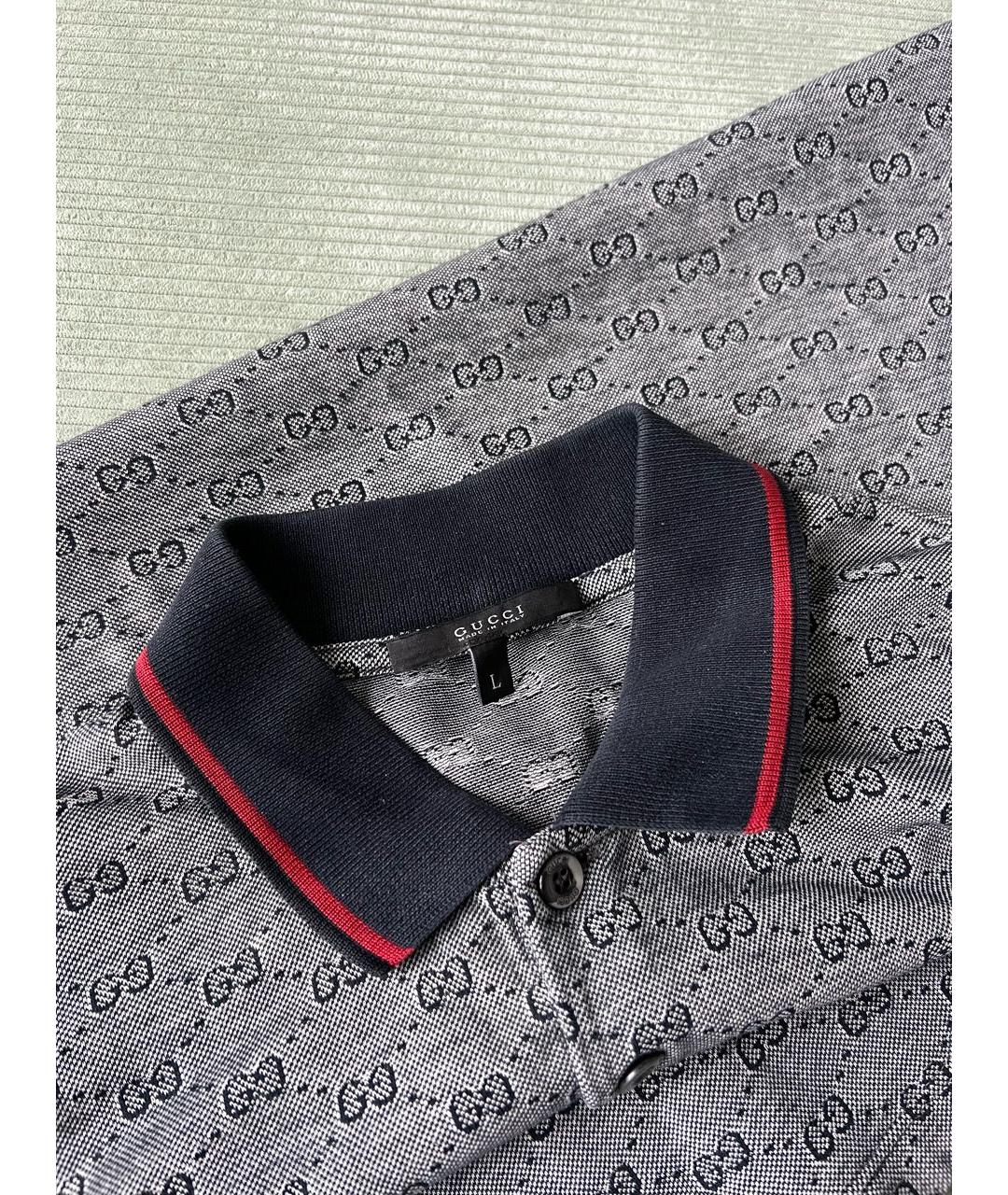 GUCCI Серое хлопковое поло с коротким рукавом, фото 3