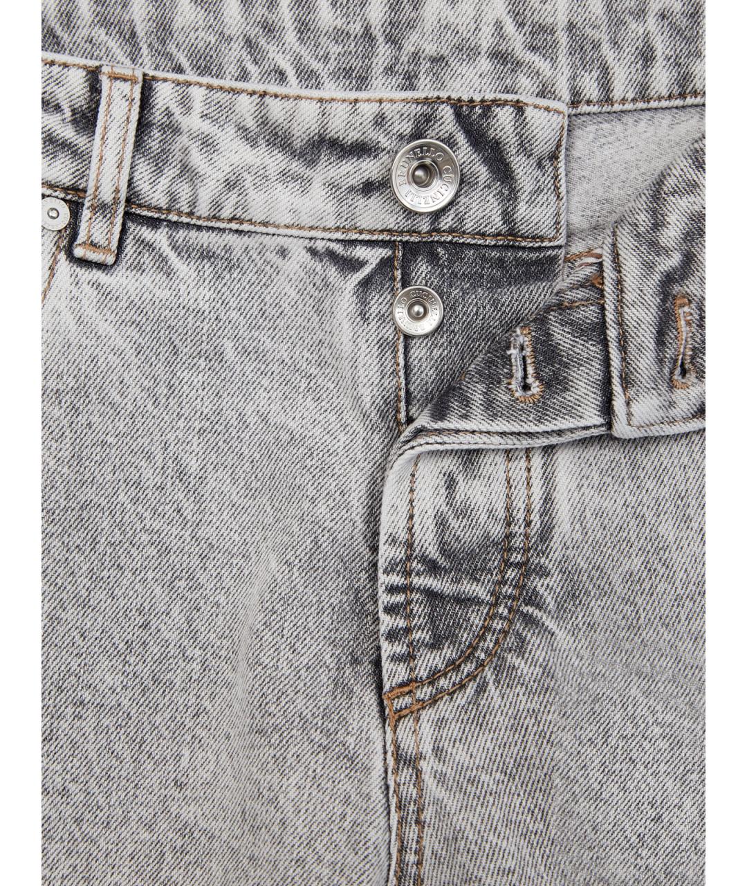 BRUNELLO CUCINELLI Серые хлопковые прямые джинсы, фото 6