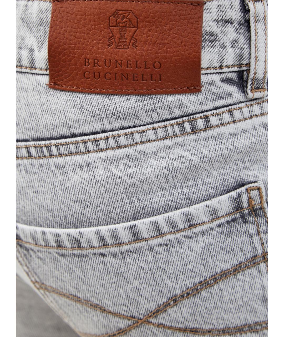 BRUNELLO CUCINELLI Серые хлопковые прямые джинсы, фото 5