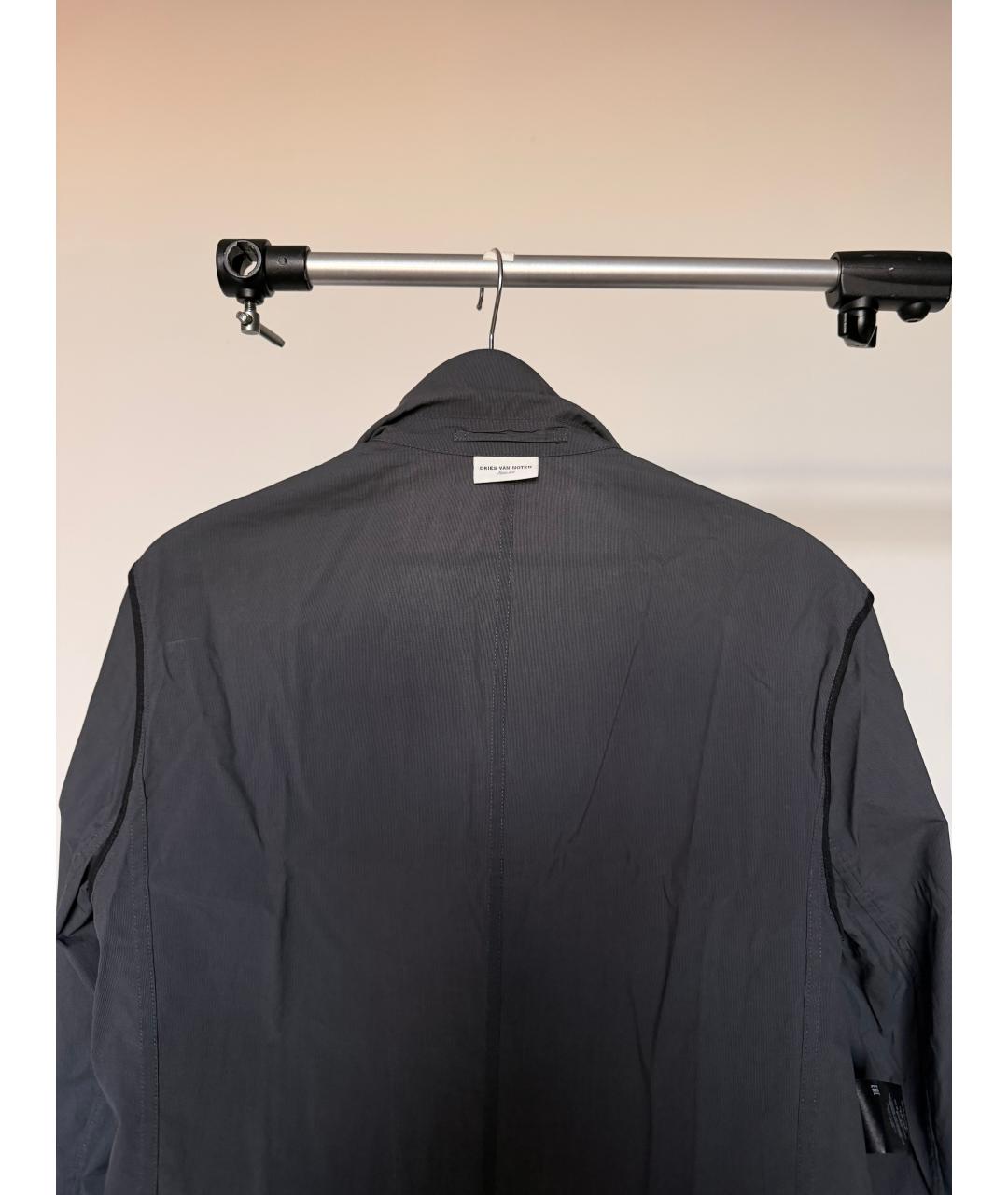 DRIES VAN NOTEN Темно-синий хлопковый пиджак, фото 3