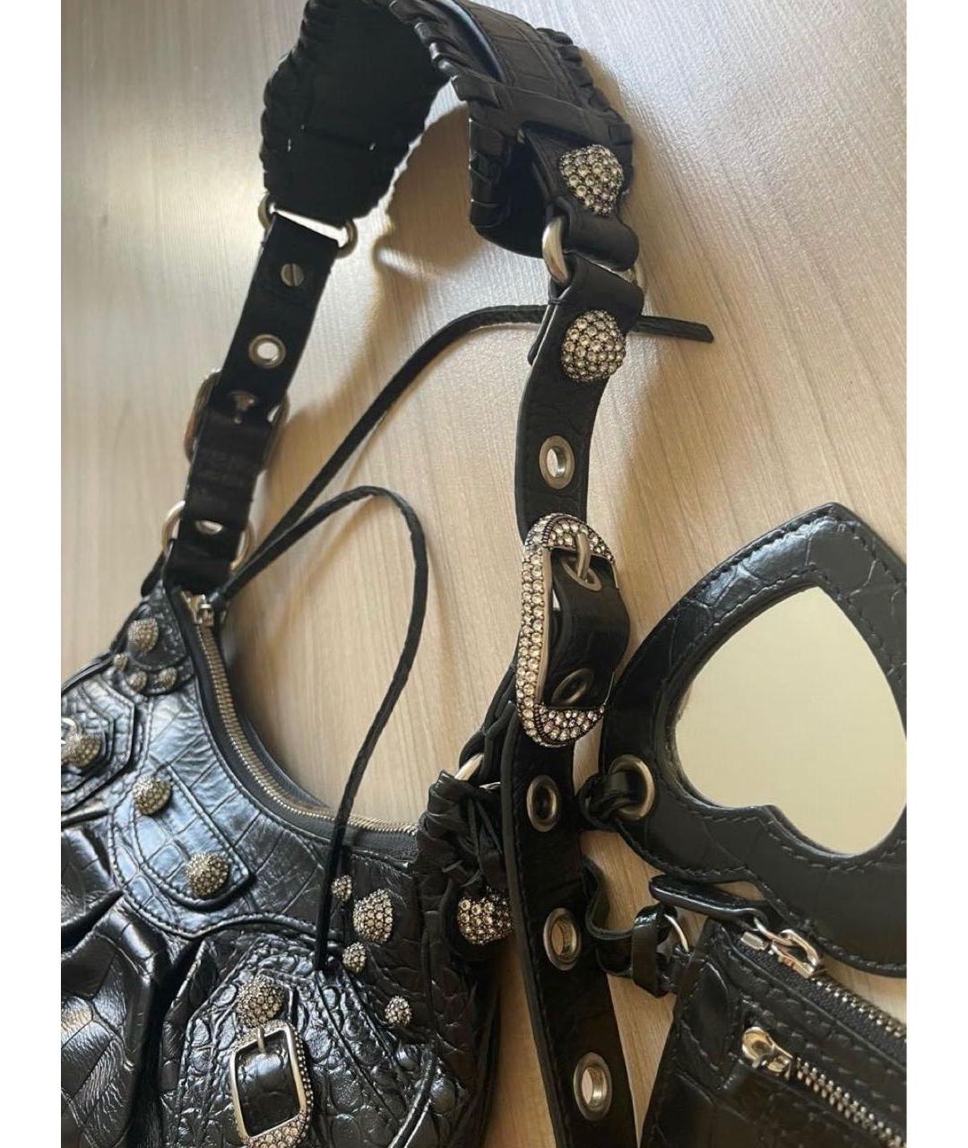 BALENCIAGA Черная кожаная сумка через плечо, фото 2