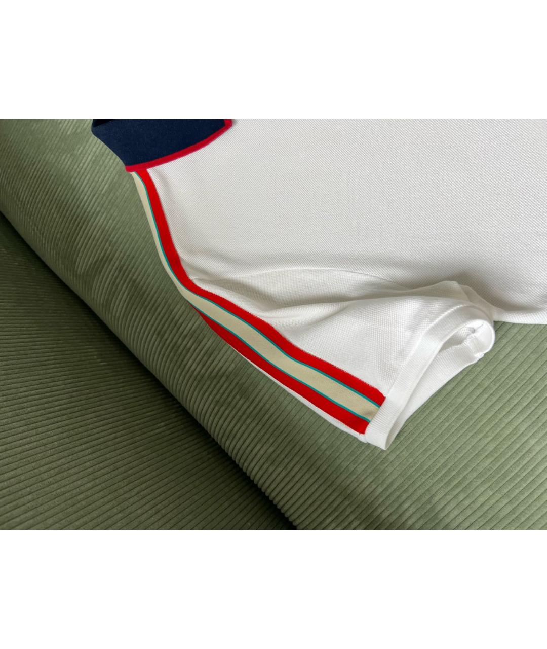 GUCCI Белое хлопковое поло с коротким рукавом, фото 3