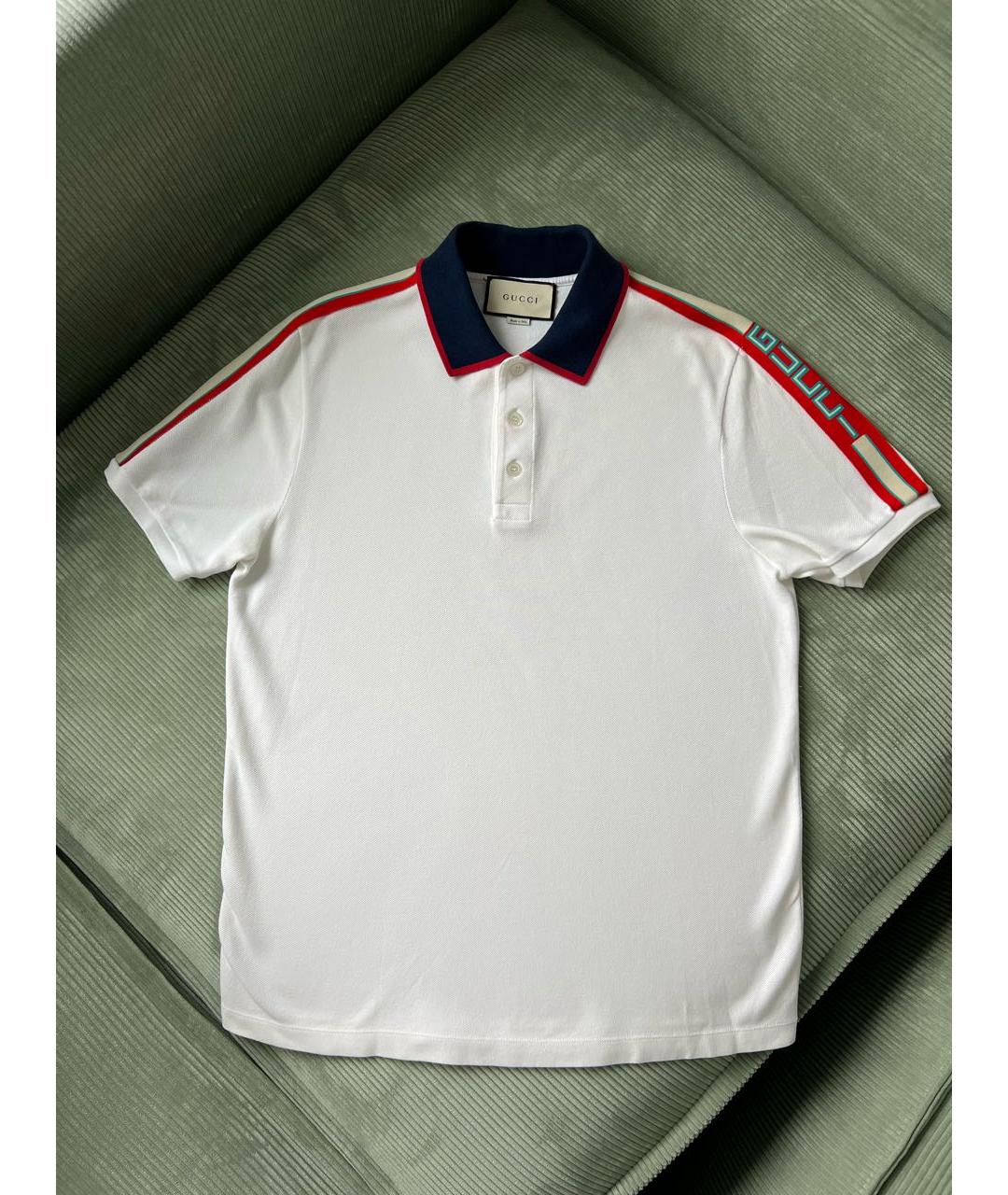 GUCCI Белое хлопковое поло с коротким рукавом, фото 7