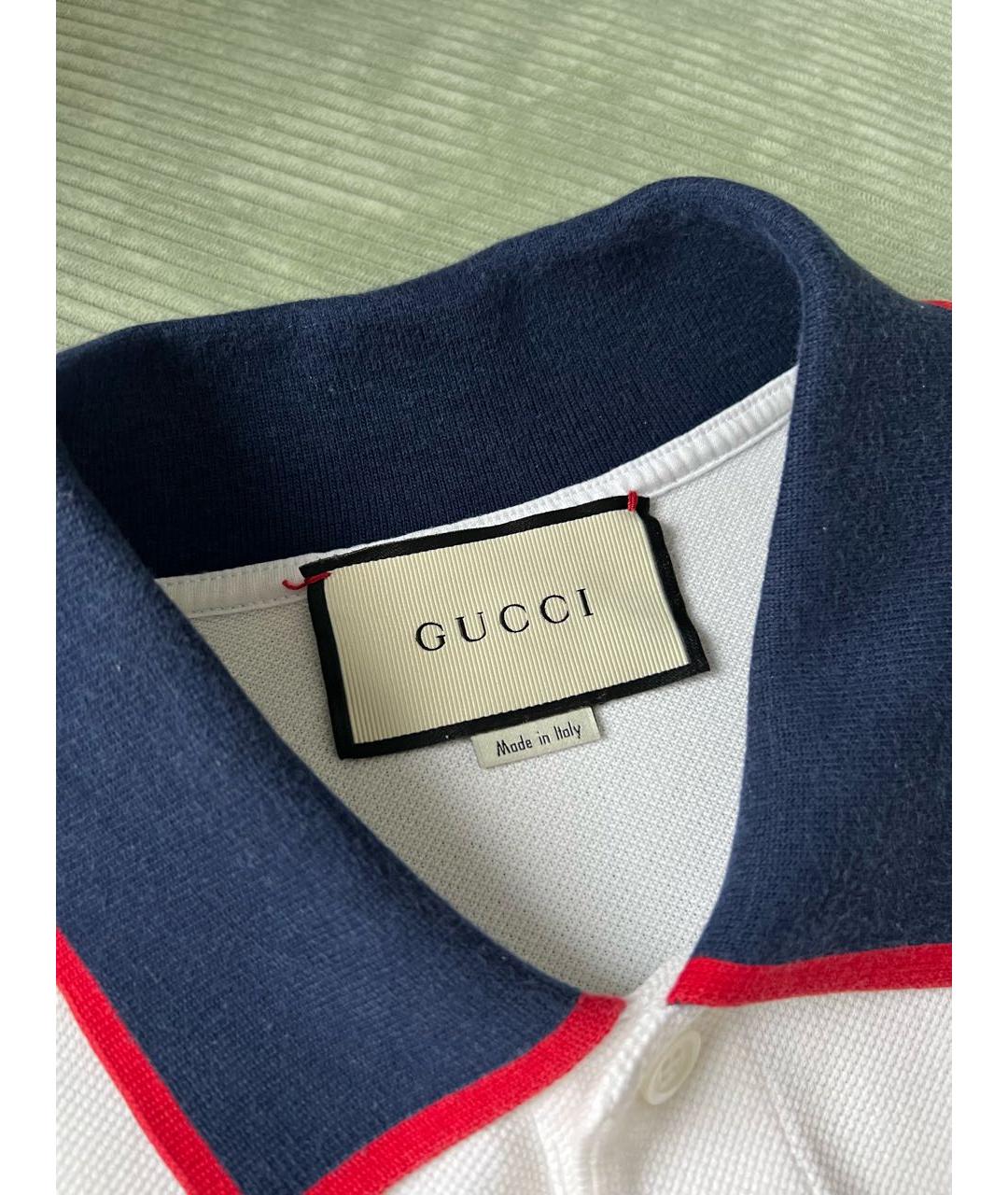 GUCCI Белое хлопковое поло с коротким рукавом, фото 5