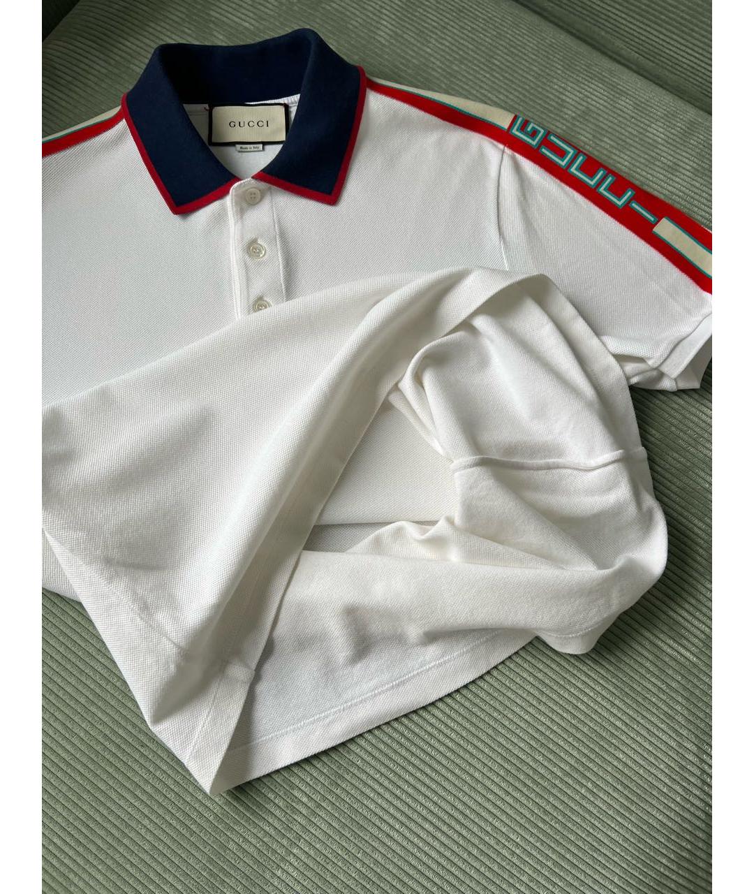 GUCCI Белое хлопковое поло с коротким рукавом, фото 4