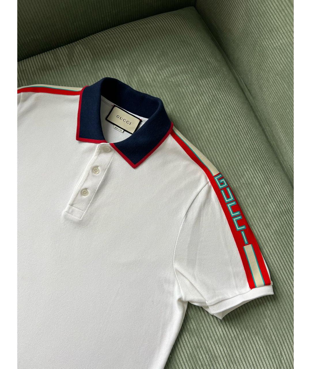 GUCCI Белое хлопковое поло с коротким рукавом, фото 2