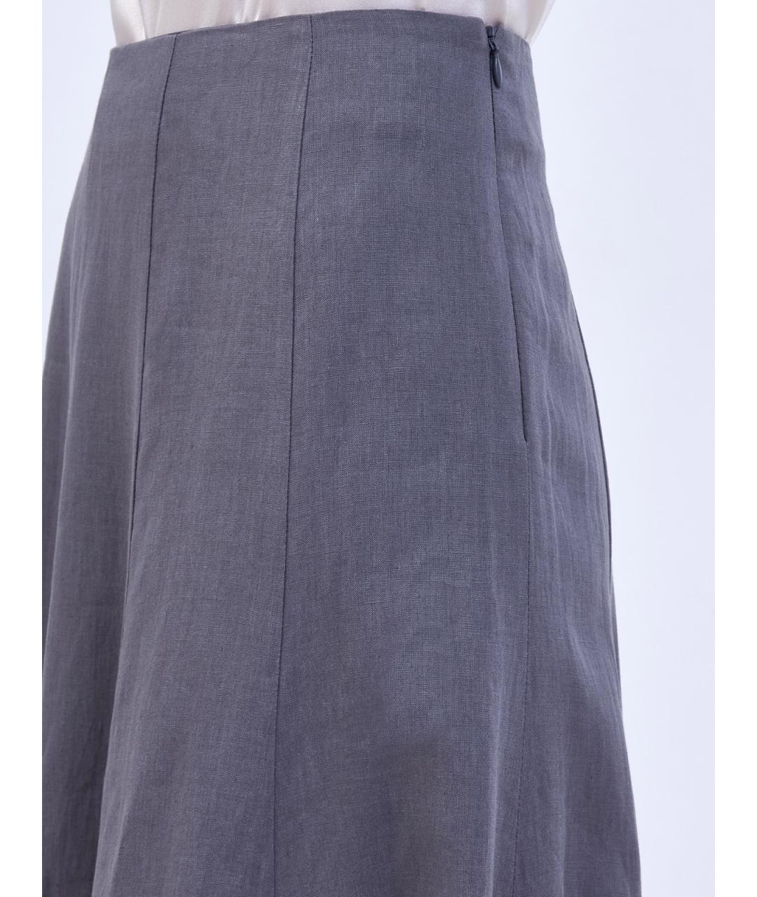 PESERICO Серая льняная юбка макси, фото 5