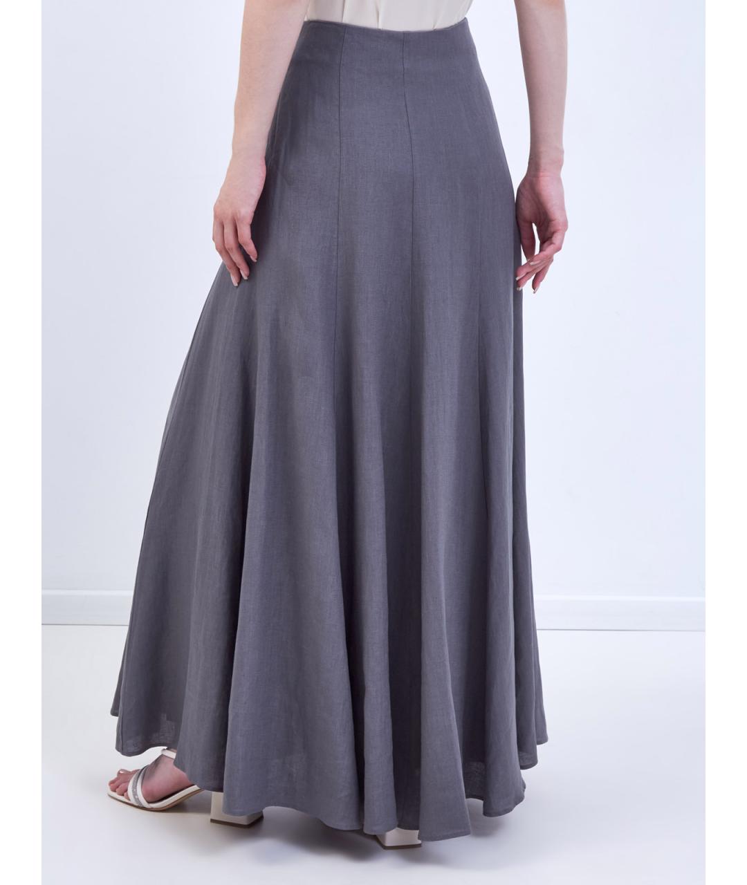 PESERICO Серая льняная юбка макси, фото 4