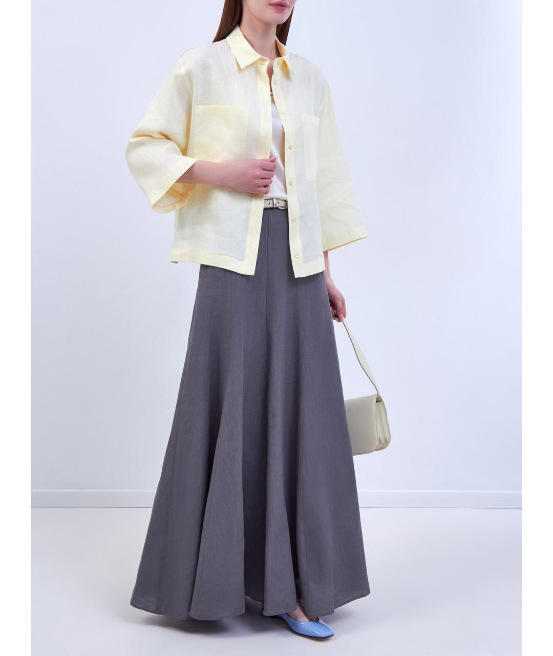 PESERICO Серая льняная юбка макси, фото 2