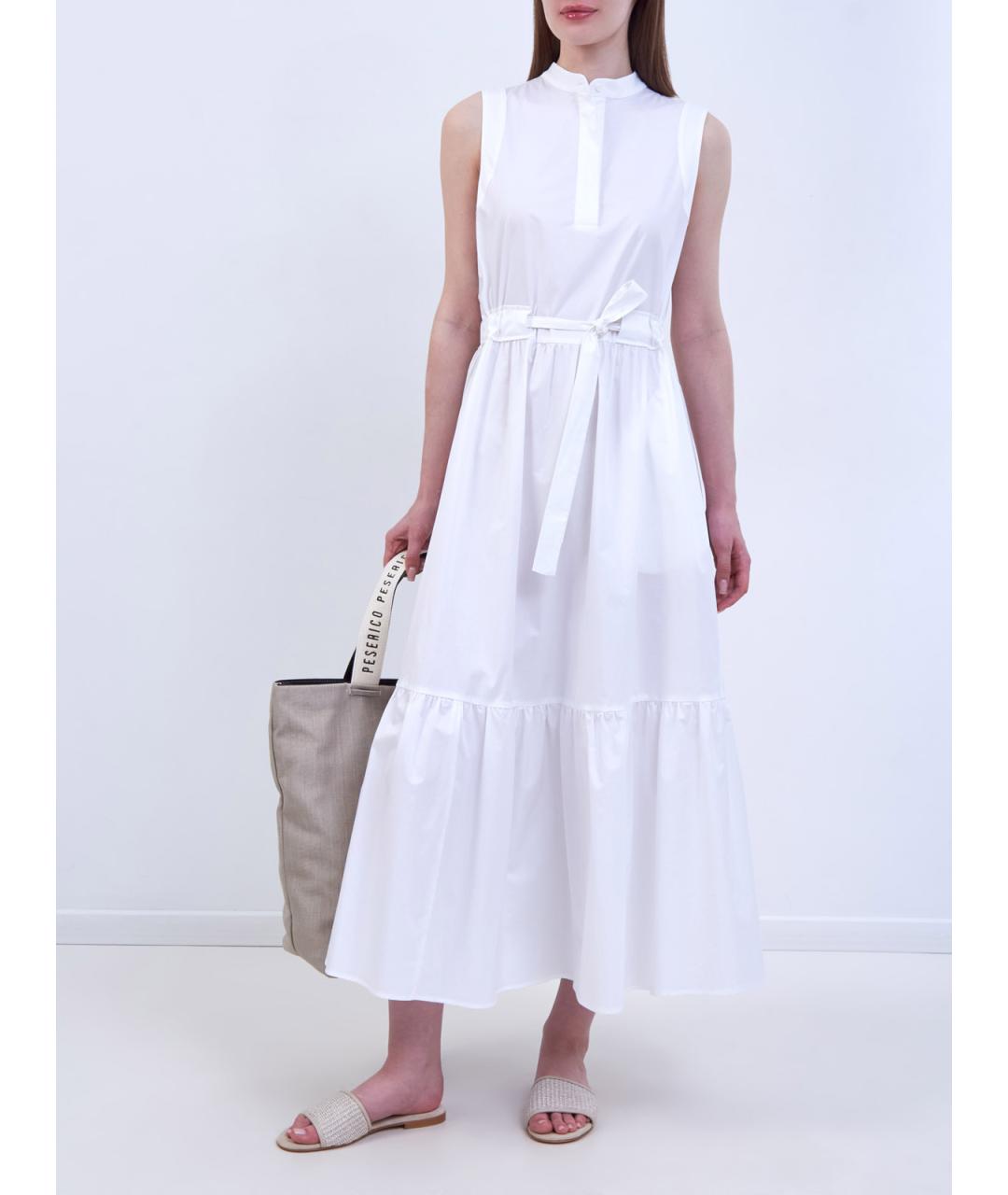 PESERICO Белое хлопковое повседневное платье, фото 2