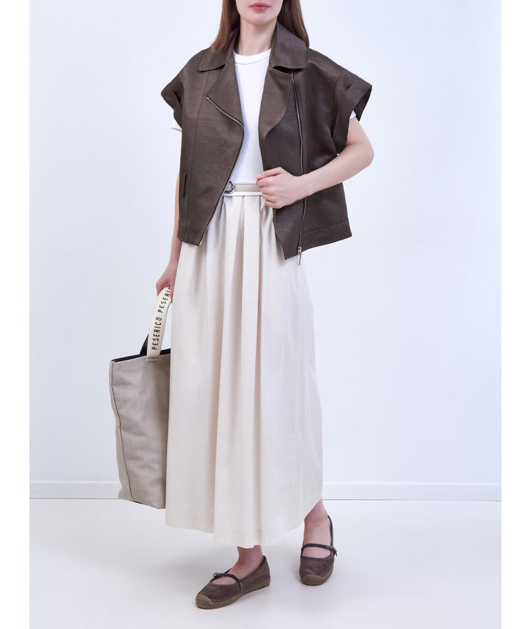 PESERICO Коричневый льняной жилет, фото 2