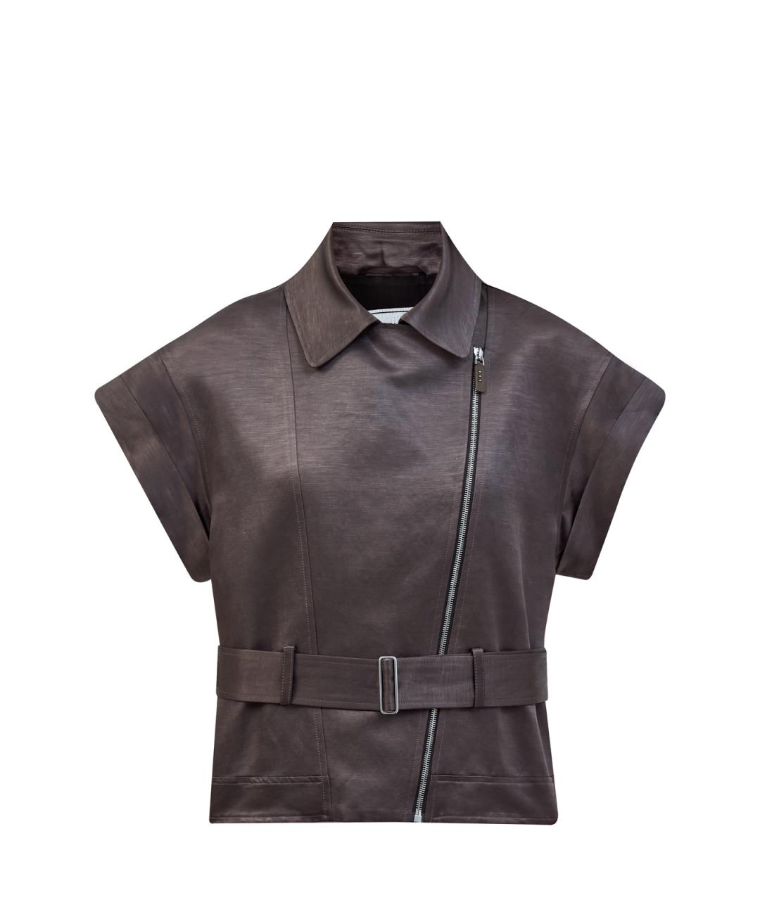 PESERICO Коричневый льняной жилет, фото 1