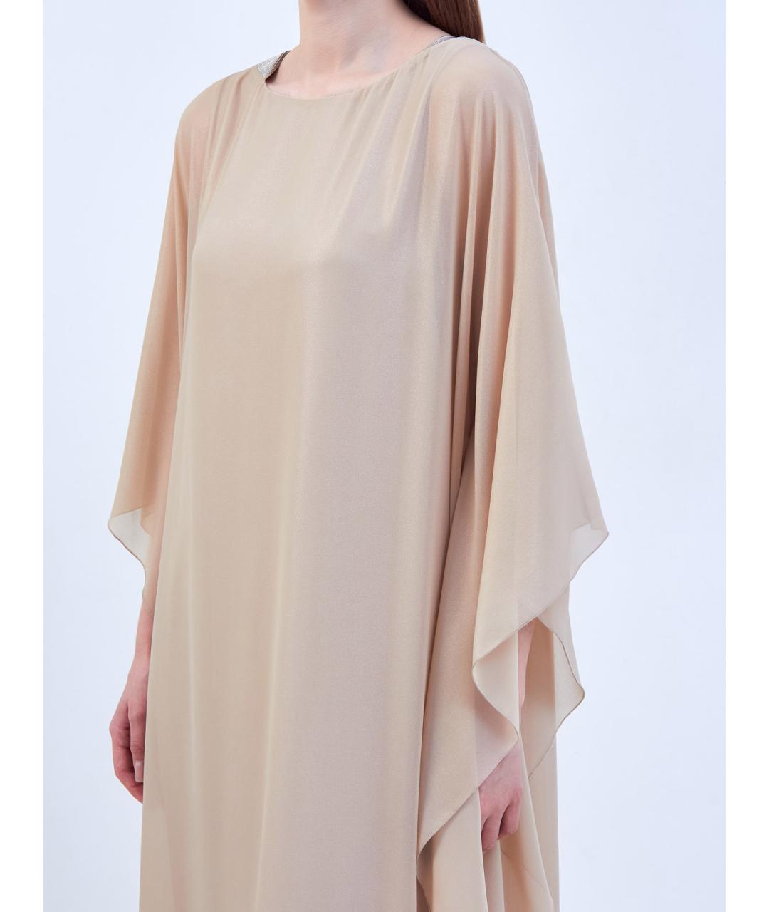 PESERICO Бежевое полиэстеровое повседневное платье, фото 5