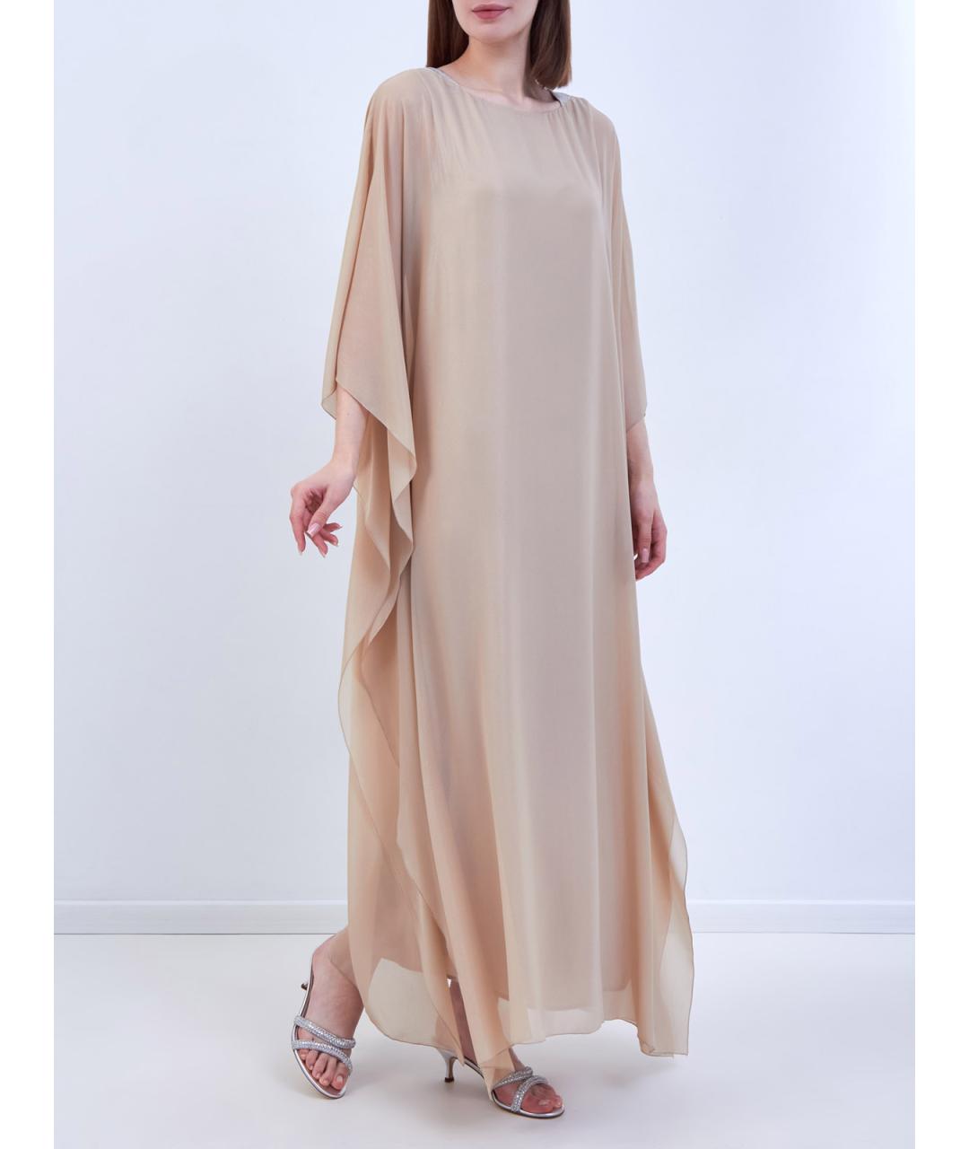 PESERICO Бежевое полиэстеровое повседневное платье, фото 2