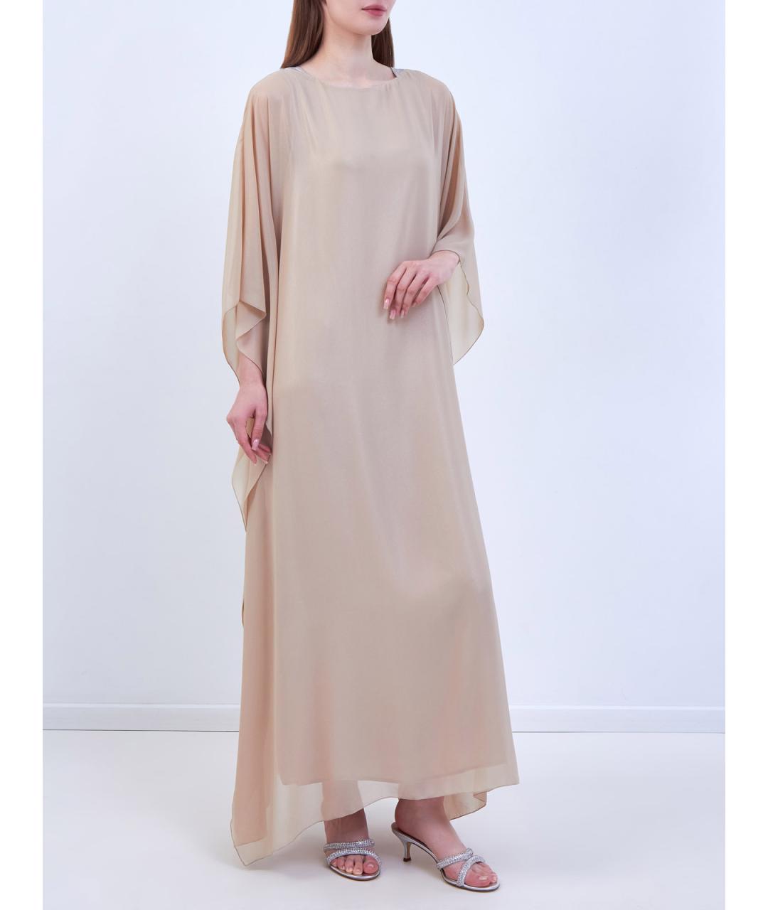 PESERICO Бежевое полиэстеровое повседневное платье, фото 3