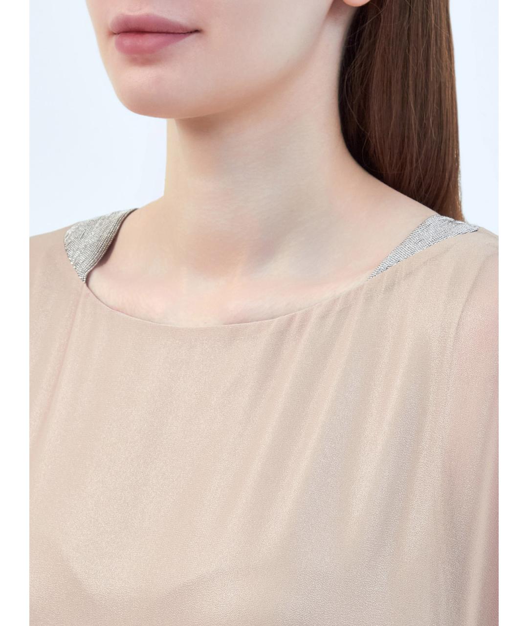PESERICO Бежевое полиэстеровое повседневное платье, фото 6
