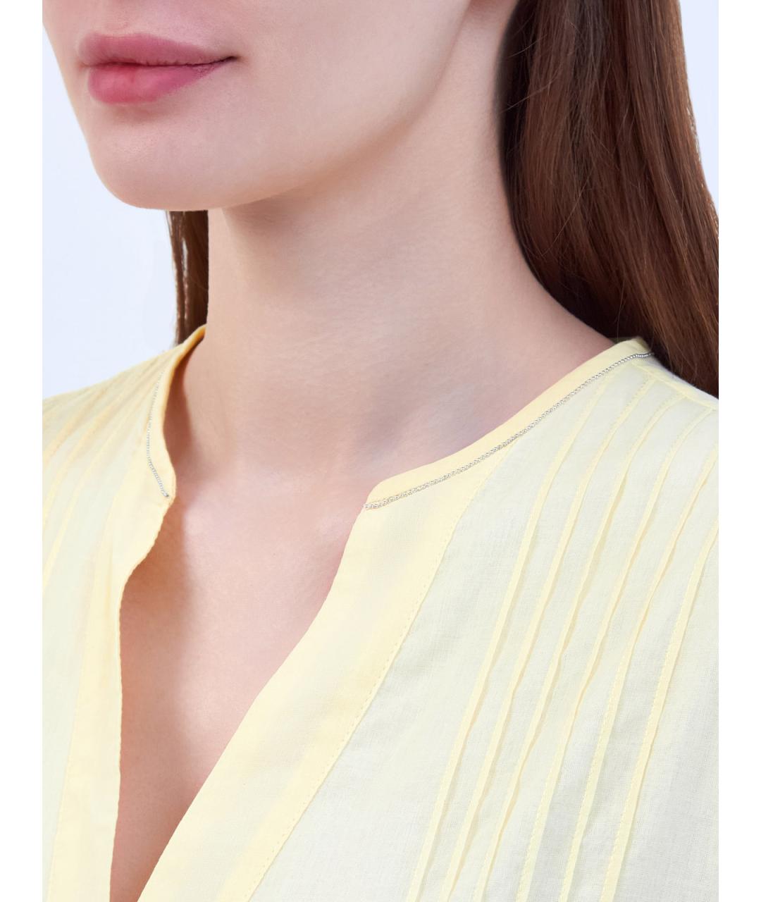 PESERICO Желтое хлопковое повседневное платье, фото 3