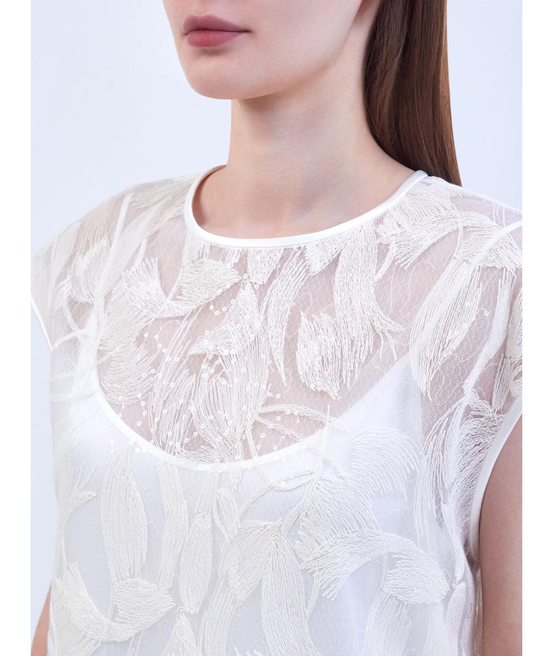 PESERICO Белое полиамидовое повседневное платье, фото 3