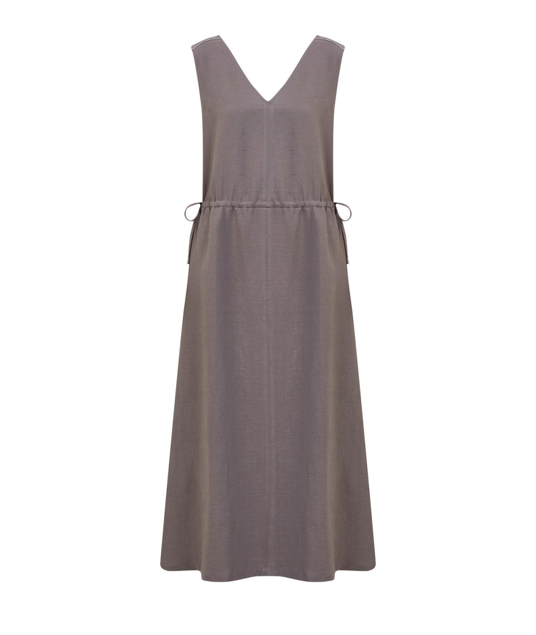 PESERICO Коричневое льняное повседневное платье, фото 1
