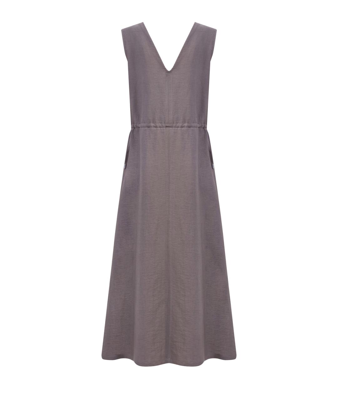 PESERICO Коричневое льняное повседневное платье, фото 2